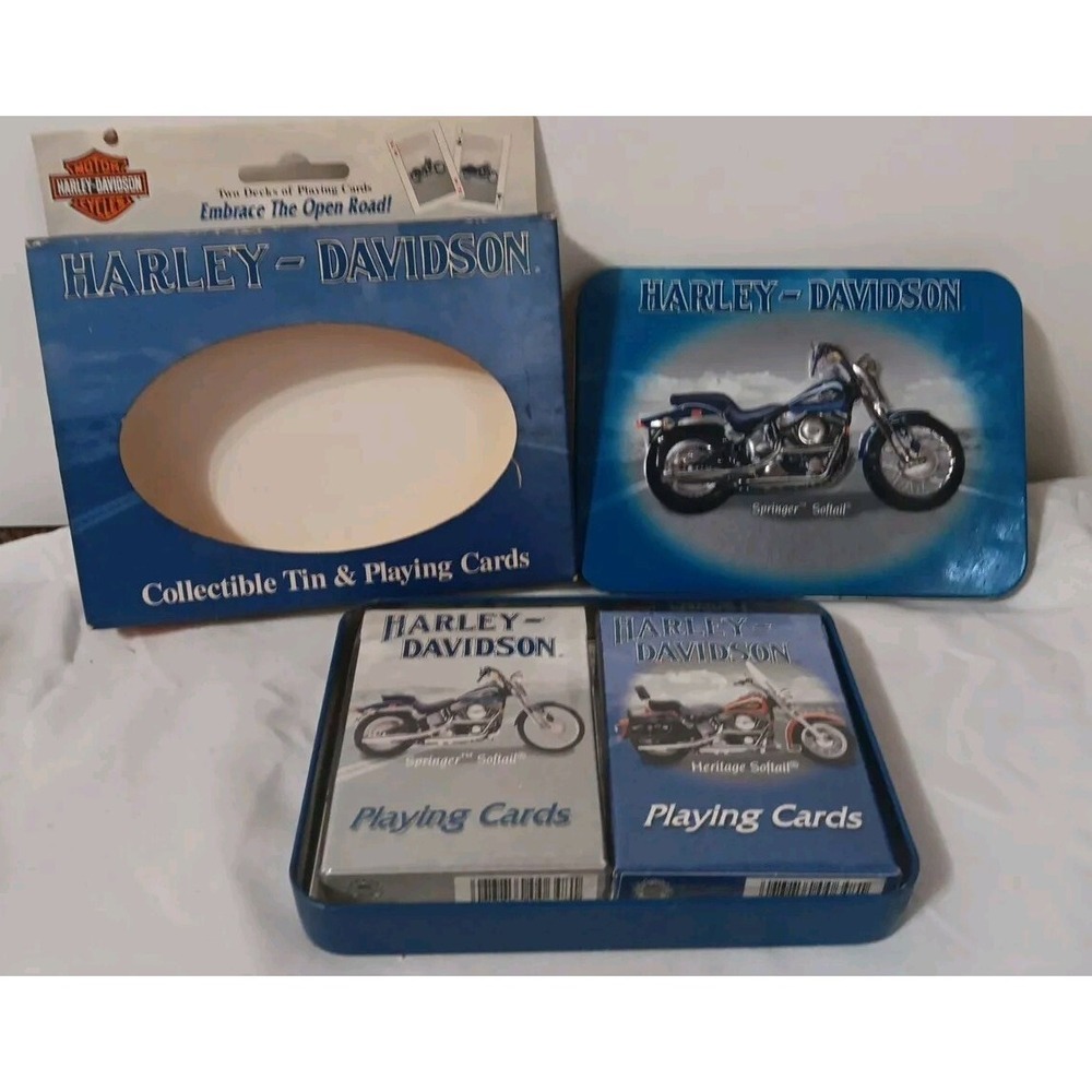 Harley Davidson Playing Cards Heritage Softail Collector Tin 2 Sealed Decks 2001